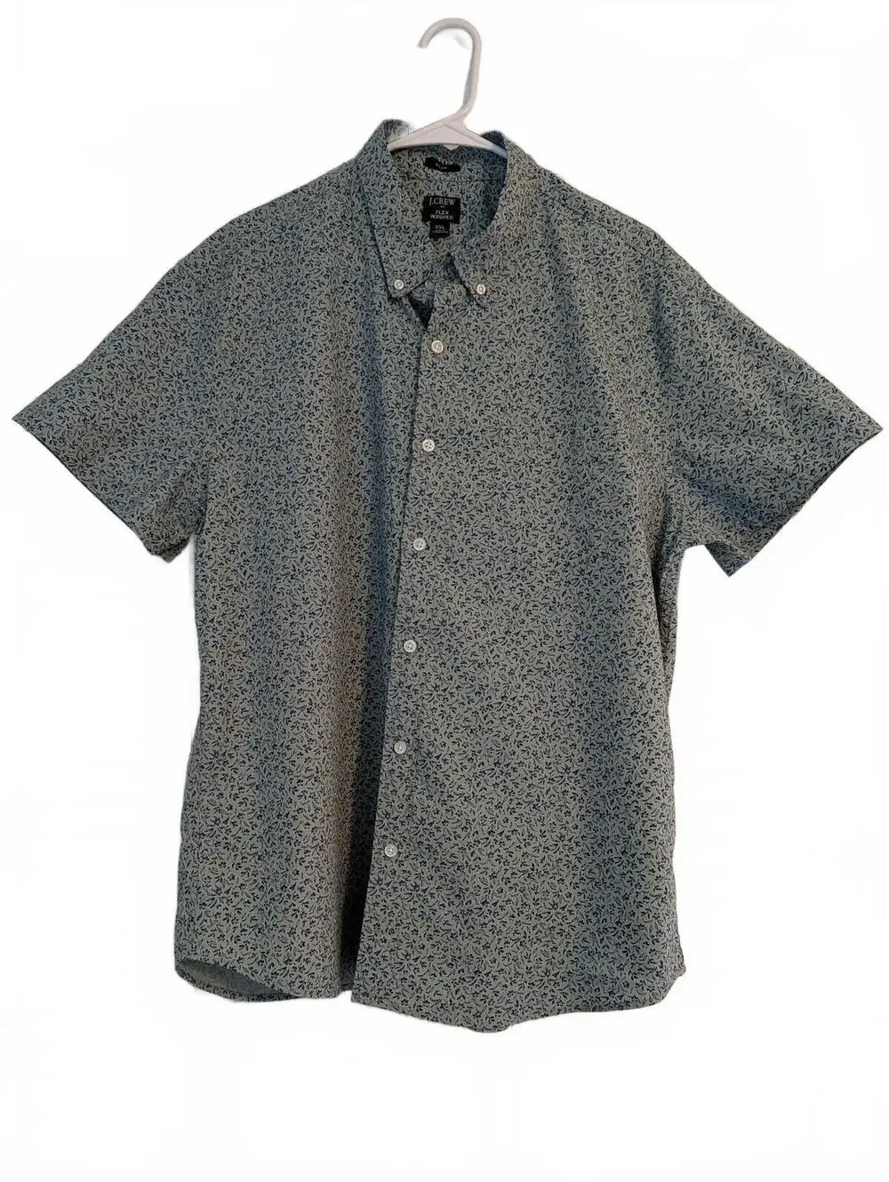 J.Crew Men's XXL Flex Washed Slim Fit Short Sleeve Button-Up Shirt Floral Casual